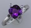 1.3CT DIAMOND & AAA AMETHYST 14KT WHITE GOLD CUSHION & ROUND SQUARE FLOWER RING