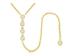 .26CT DIAMOND 14KT YELLOW GOLD 3D BEZEL 5 STONE BY THE YARD LARIAT LOVE NECKLACE