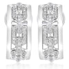 WIDE .47CT DIAMOND 14KT WHITE GOLD 3D MATTE AND SHINY UMBRELLA CLIP ON EARRINGS