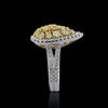 2.73CT WHITE & FANCY YELLOW DIAMOND 18KT 2 TONE GOLD 3D PEAR SHAPE CLUSTER RING