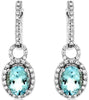 2.53CT DIAMOND & AAA AQUAMARINE 14KT WHITE GOLD OVAL & ROUND LOVE KNOT EARRINGS