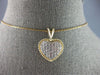 .48CT DIAMOND 14KT 2 TONE GOLD 3D ROUND PAVE HEART LOVE FLOATING PENDANT #27755
