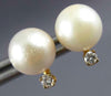 .04CT DIAMOND & AAA SOUTH SEA PEARL 14K YELLOW GOLD CLASSIC STUD EARRINGS #27453