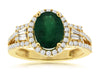 ESTATE 2.33CT DIAMOND & AAA EMERALD 14KT YELLOW GOLD OVAL ROUND & BAGUETTE RING