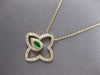 .22CT DIAMOND & AAA EMERALD 14KT YELLOW GOLD 3D OPEN STAR FLOWER LOVE NECKLACE