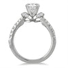 ESTATE 1.0CT DIAMOND 14KT WHITE GOLD 3D CLASSIC ROUND FLORAL ENGAGEMENT RING