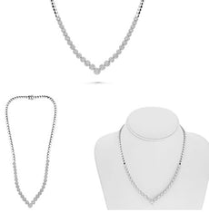 5.0CT DIAMOND 14K WHITE GOLD ROUND CLASSIC MULTI FLOWER ADJUSTABLE LOVE NECKLACE