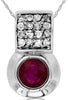 .63CT DIAMOND & AAA RUBY 14K WHITE GOLD SQUARE BEZEL SQUARE FUN FLOATING PENDANT