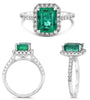 3.13CT DIAMOND & AAA EMERALD 14KT WHITE GOLD ROUND & EMERALD CUT ENGAGEMENT RING