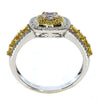 1.14CT WHITE PINK & FANCY YELLOW DIAMOND 18KT TRI COLOR GOLD 3D ENGAGEMENT RING