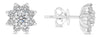 ESTATE 1.0CT DIAMOND 14KT WHITE GOLD 3D ROUND CLASSIC FLOWER STAR STUD EARRINGS
