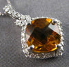 2.33CT DIAMOND & AAA CITRINE 14K WHITE GOLD CLASSIC CUSHION & ROUND HALO PENDANT
