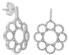 ESTATE .65CT DIAMOND 14KT WHITE GOLD MULTI CIRCULAR FLOWER FUN HANGING EARRINGS