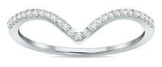ESTATE .13CT DIAMOND 14KT WHITE GOLD CLASSIC ROUND V SHAPE BUTTERFLY LOVE RING