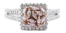 .72CT WHITE & PINK DIAMOND 18KT WHITE & ROSE GOLD MARQUISE & ROUND SQUARE RING
