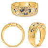 WIDE.60CT DIAMOND & AAA SAPPHIRE 14K YELLOW GOLD EMERALD CUT & ROUND ETOILE RING