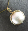 LARGE .25CT DIAMOND & AAA MOTHER OF PEARL 14K YELLOW GOLD FLOATING PENDANT 27200
