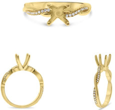 .16CT DIAMOND 14KT YELLOW GOLD ROUND 4 PRONG INFINITY SEMI MOUNT ENGAGEMENT RING