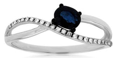 .53CT DIAMOND & AAA SAPPHIRE 14KT WHITE GOLD 3D OVAL & ROUND INFINITY LOVE RING