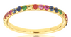 .50CT AAA MULTI COLOR SAPPHIRE 14KT YELLOW GOLD 3D RAINBOW SHARED PRONG FUN RING