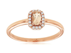 .21CT DIAMOND & AAA MORGANITE 14KT ROSE GOLD OVAL & ROUND HALO OCTAGON LOVE RING