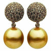 ESTATE LARGE 2.1CT MOCHA DIAMOND & GOLDEN SOUTH SEA PEARL 18K ROSE GOLD EARRINGS