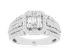 1.17CT DIAMOND 14KT WHITE GOLD 3D ROUND BAGUETTE & PRINCESS HALO FRIENDSHIP RING