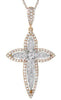 LARGE .77CT DIAMOND 18K WHITE & ROSE GOLD FLOWER INFINITY CROSS FLOATING PENDANT