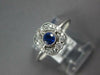 SMALL .32CT DIAMOND & AAA SAPPHIRE 18KT WHITE GOLD 3D SQUARE FILIGREE LOVE RING