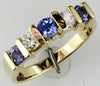 .80CT DIAMOND & AAA TANZANITE 14KT YELLOW GOLD 5 STONE CHANNEL ANNIVERSARY RING