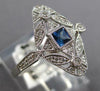 WIDE .30CT DIAMOND & AAA SAPPHIRE 18KT WHITE GOLD PRINCESS & ROUND FILIGREE RING