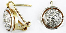 .35CT DIAMOND 14KT YELLOW GOLD FLOWER ETOILE CIRCULAR CLIP ON HANGING EARRINGS