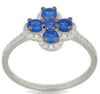 ESTATE .79T DIAMOND & AAA SAPPHIRE 14KT WHITE & BLACK GOLD 3D FLOWER LOVE RING