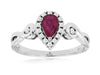 .61CT DIAMOND & AAA RUBY 14KT WHITE GOLD PEAR SHAPE & ROUND INFINITY LOVE RING
