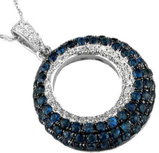 1.50CT DIAMOND & AAA SAPPHIRE 14KT WHITE GOLD MULTI ROW CIRCLE OF LIFE PENDANT