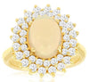 2.7CT DIAMOND & AAA OPAL 14KT YELLOW GOLD OVLA & ROUND DOUBLE HALO FLOWER RING