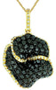 LARGE 1.85CT WHITE & BLACK DIAMOND 14KT YELLOW GOLD 3D CLUSTER LOVE KNOT PENDANT