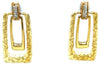 .14CT DIAMOND 18KT YELLOW GOLD MATTE & SHINY NUGGET RECTANGULAR HANGING EARRINGS