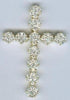 ESTATE 1.15CT DIAMOND 14KT YELLOW GOLD 3D MULTI FLOWER CROSS FLOATING PENDANT