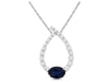 .98CT DIAMOND & AAA SAPPHIRE 14K WHITE GOLD 3D OVAL & ROUND JOURNEY LOVE PENDANT