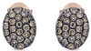 .74CT CHOCOLATE FANCY DIAMOND 14KT ROSE GOLD 3D CLASSIC PAVE OVAL STUD EARRINGS