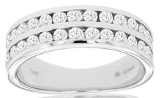 1.0CT DIAMOND 14KT WHITE GOLD ROUND CHANNEL 2 ROW SEMI ETERNITY ANNIVERSARY RING