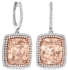 LARGE 10.81CT DIAMOND & AAA MORGANITE 18K WHITE & ROSE GOLD DOUBLE HALO EARRINGS