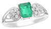 1.33CT DIAMOND & AAA COLOMBIAN EMERALD 14KT WHITE GOLD EMERALD CUT & ROUND RING