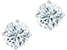 ESTATE .60CT DIAMOND 14KT WHITE GOLD 3D ROUND SOLITAIRE STUD EARRINGS