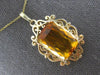LARGE 12.0CT AAA CITRINE 14KT YELLOW GOLD CUSHION OPEN FILIGREE FLOATING PENDANT