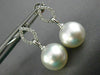 ESTATE .17CT DIAMOND & AAA SOUTH SEA PEARL 14KT WHITE GOLD TEAR HANGING EARRINGS