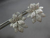 ESTATE LARGE 1.77CT DIAMOND 18KT WHITE GOLD 3D FLOWER CLIP ON HANGING EARRINGS
