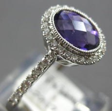 1.39CT DIAMOND & AAA AMETHYST 14KT WHITE GOLD 3D OVAL & ROUND FILIGREE LOVE RING