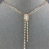 1.16CT DIAMOND 14K ROSE GOLD ROUND & BAGUETTE HEXAGON LARIAT CHANDELIER NECKLACE